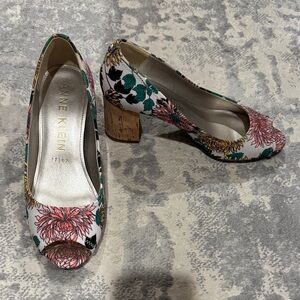 Anne Klein Multicolor Floral Peep Toe Heels